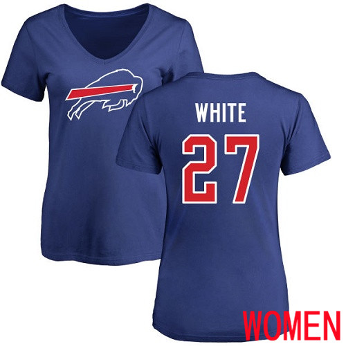 NFL Women Buffalo Bills #27 Tre Davious White Royal Blue Name and Number Logo T Shirt->women nfl jersey->Women Jersey